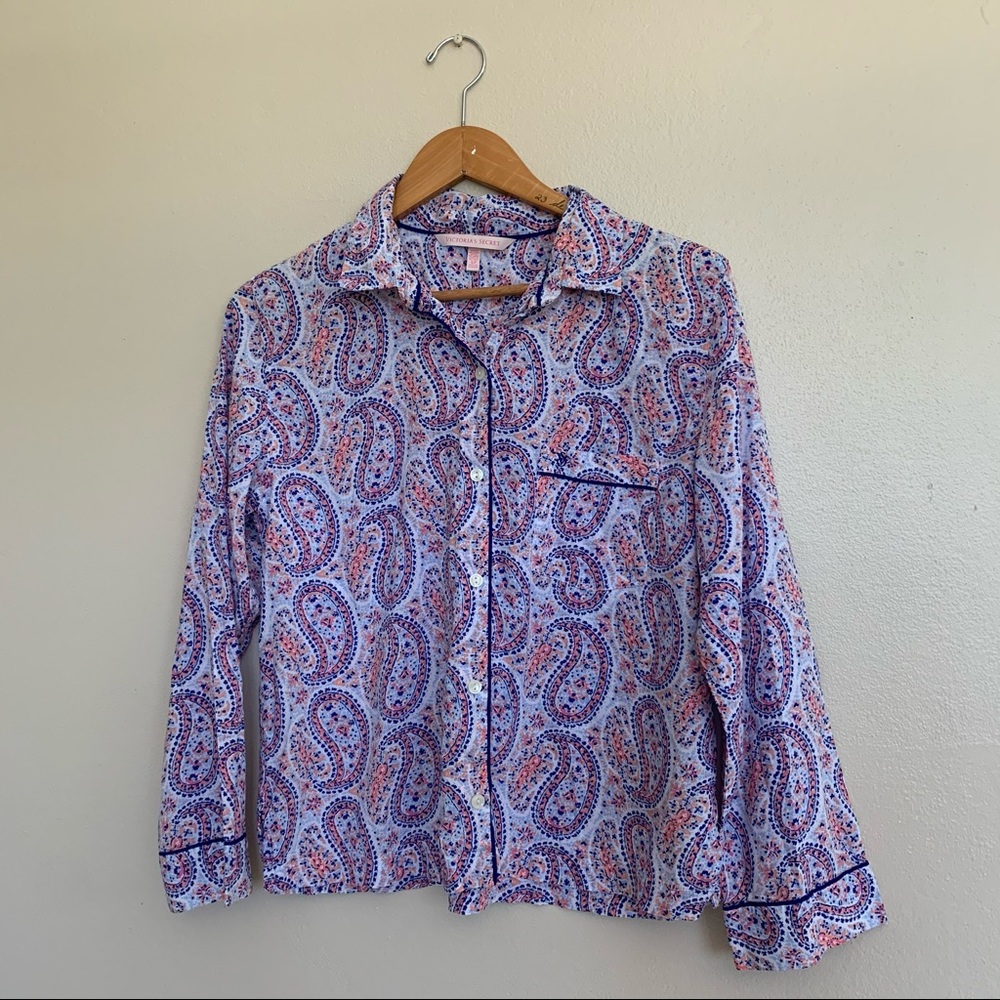Victoria’s Secret Pajama Top Blue & Purple Small •